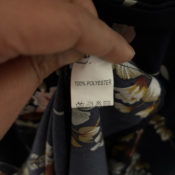 Shein Floral Print Tie Back Belted Maxi Dress Navy Blue women’s size small - Picture 9 of 15